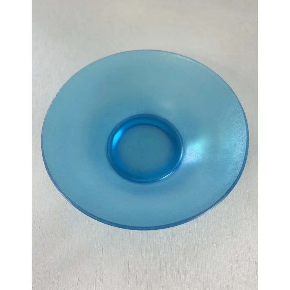 1920s NORTHWOOD Celeste Blue iridescence Stretch Glass Flared Bowl 9.75 inches
